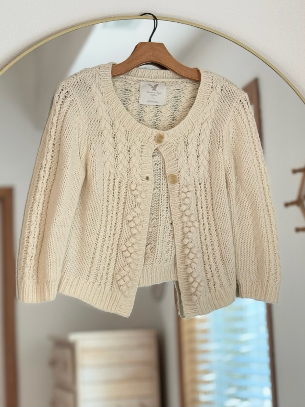 Vintage American Eagle Cable Knit Cardigan Sweater (S)